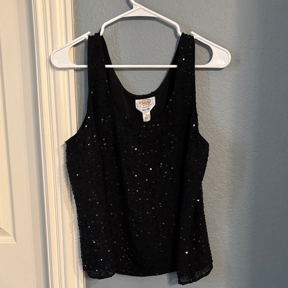 Talbots Black Sequin Tank Top